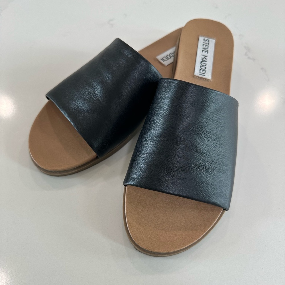 Steve Madden Black Slide Sandals